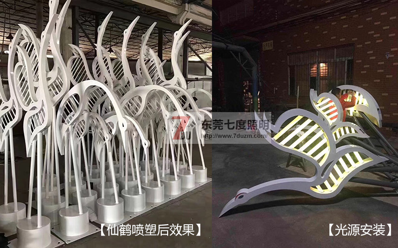 桃子视频在线观看www照明(QDJGD-XH001)仙鹤造型桃子视频网站生产实拍图片